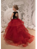 Two Pieces Black And Red Lace Tulle Flower Girl Dress